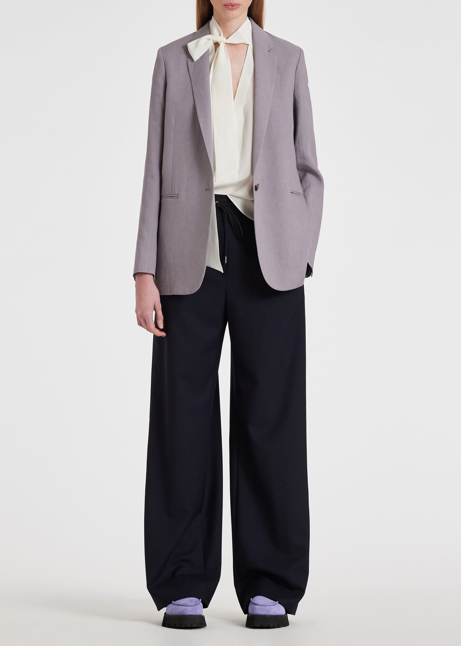 Ivory Tie Neck Blouse - 8