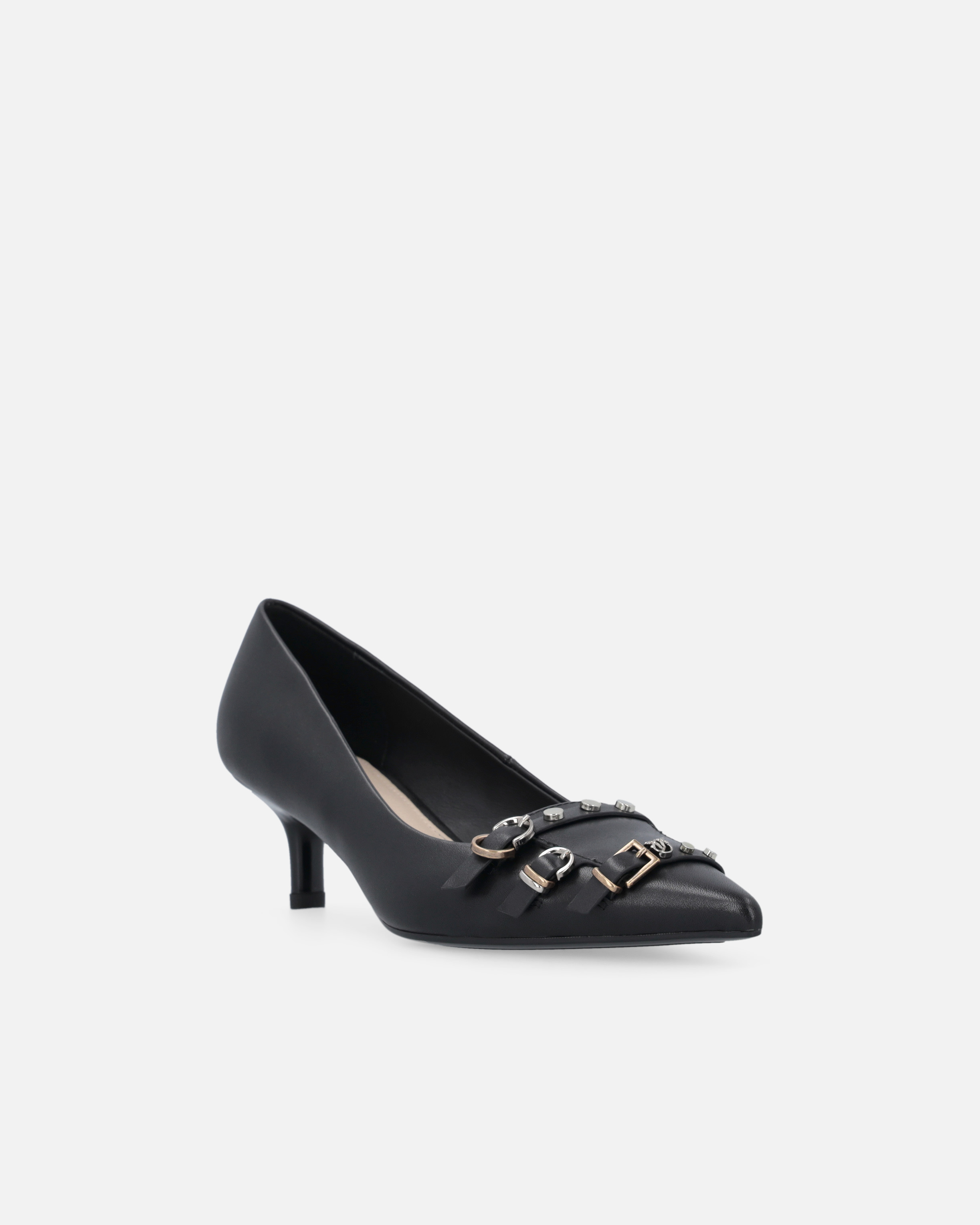 LOW LEATHER PUMPS WITH STRAPS AND STUDS - 2