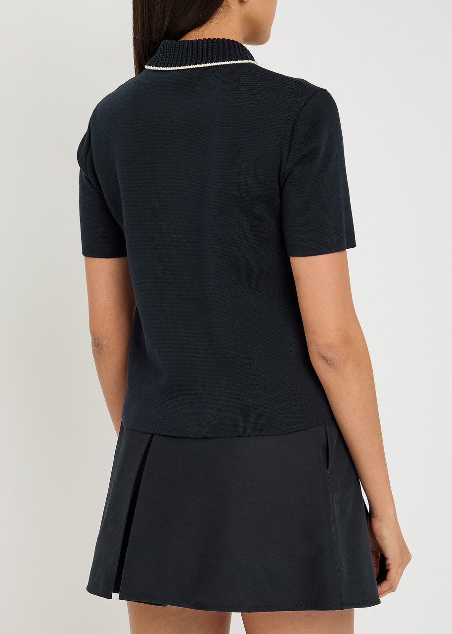 Moncler Knit Collar Cotton Polo Shirt - 3