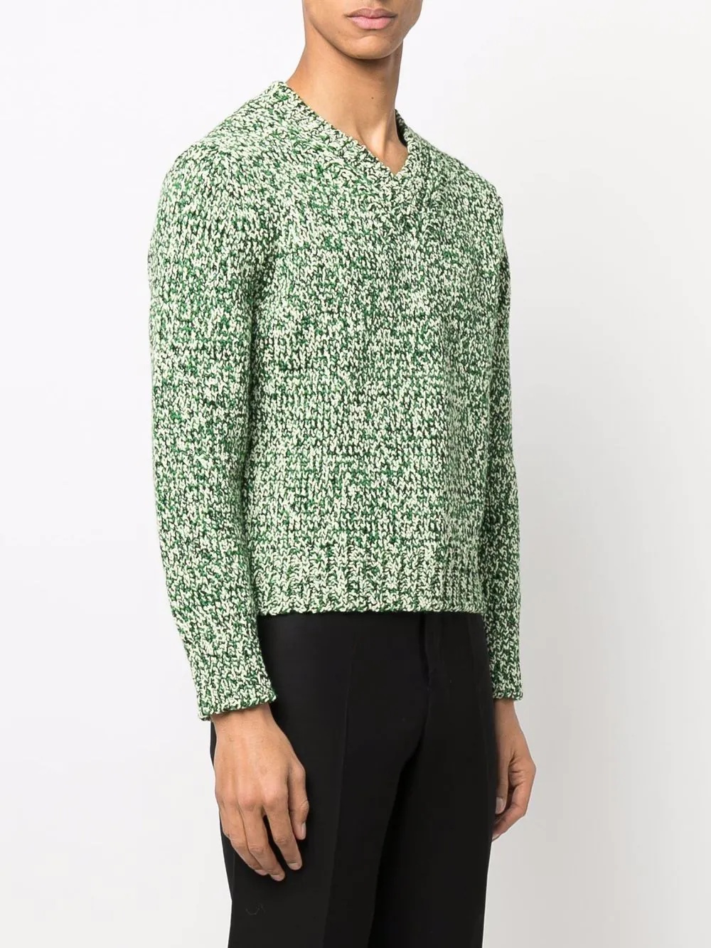 V-neck speckle-knit jumper - 3