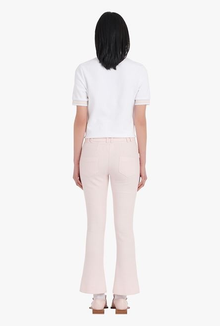 White and pale pink checkered flared pants - 3