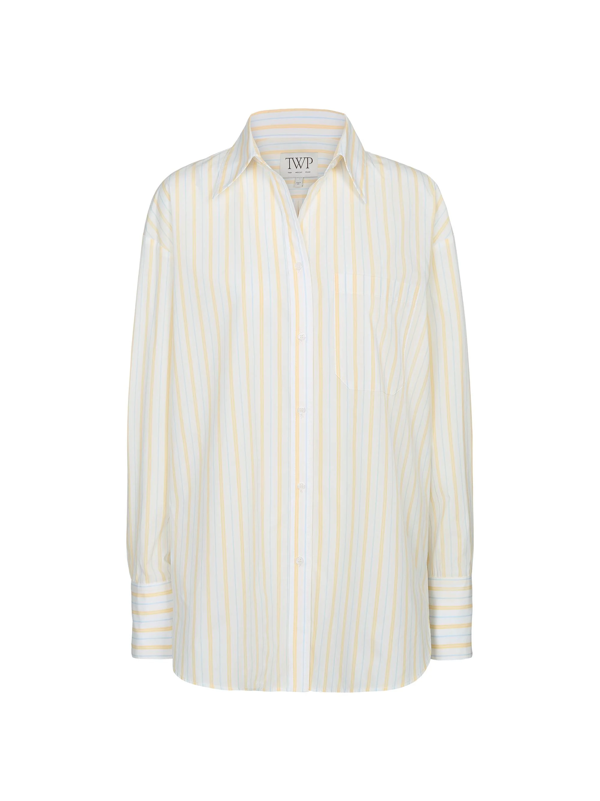 Women's Big Joe Striped Cotton Shirt - Ivory Yellow Blue - 1