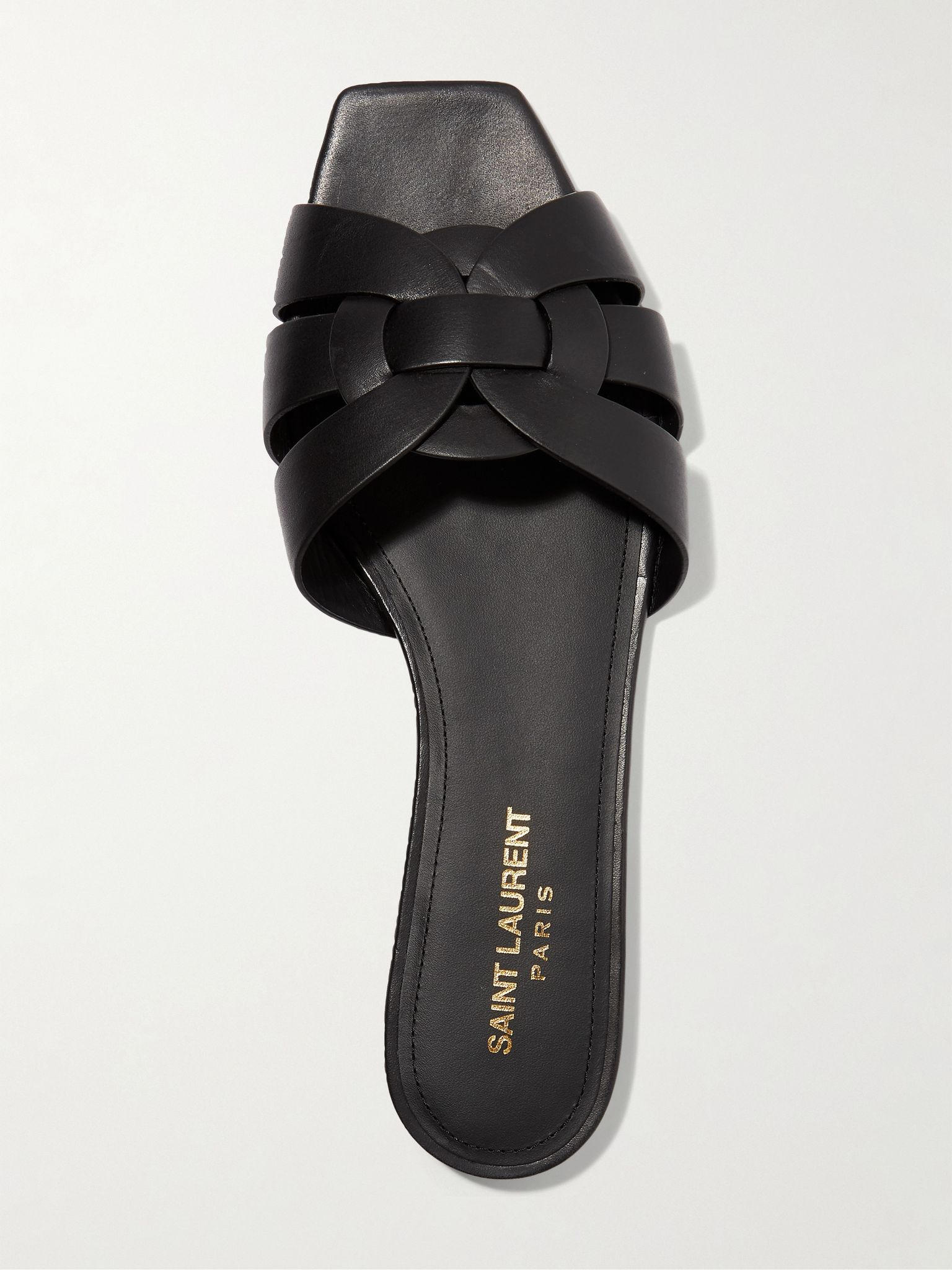 Tribute woven leather slides Black - 5