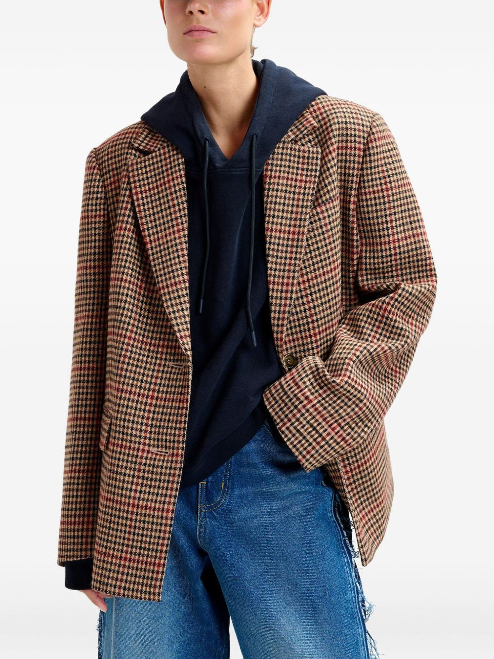 check-pattern single-breasted blazer - 3