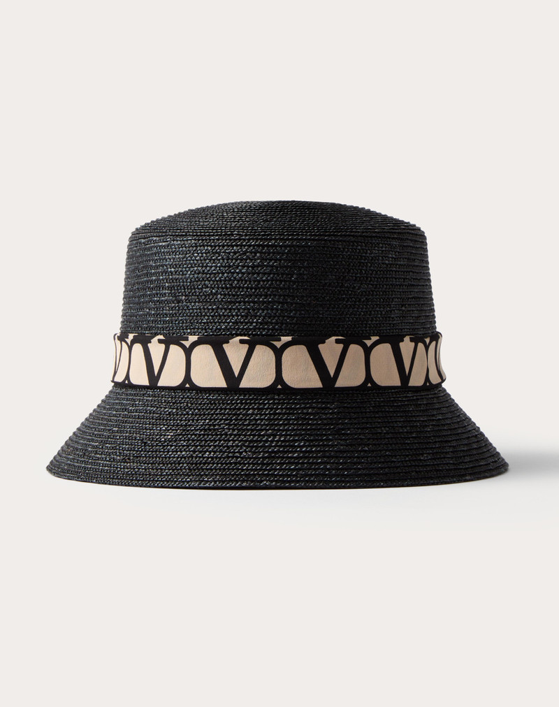 STRAW BUCKET HAT WITH TOILE ICONOGRAPHE TWILLY 1