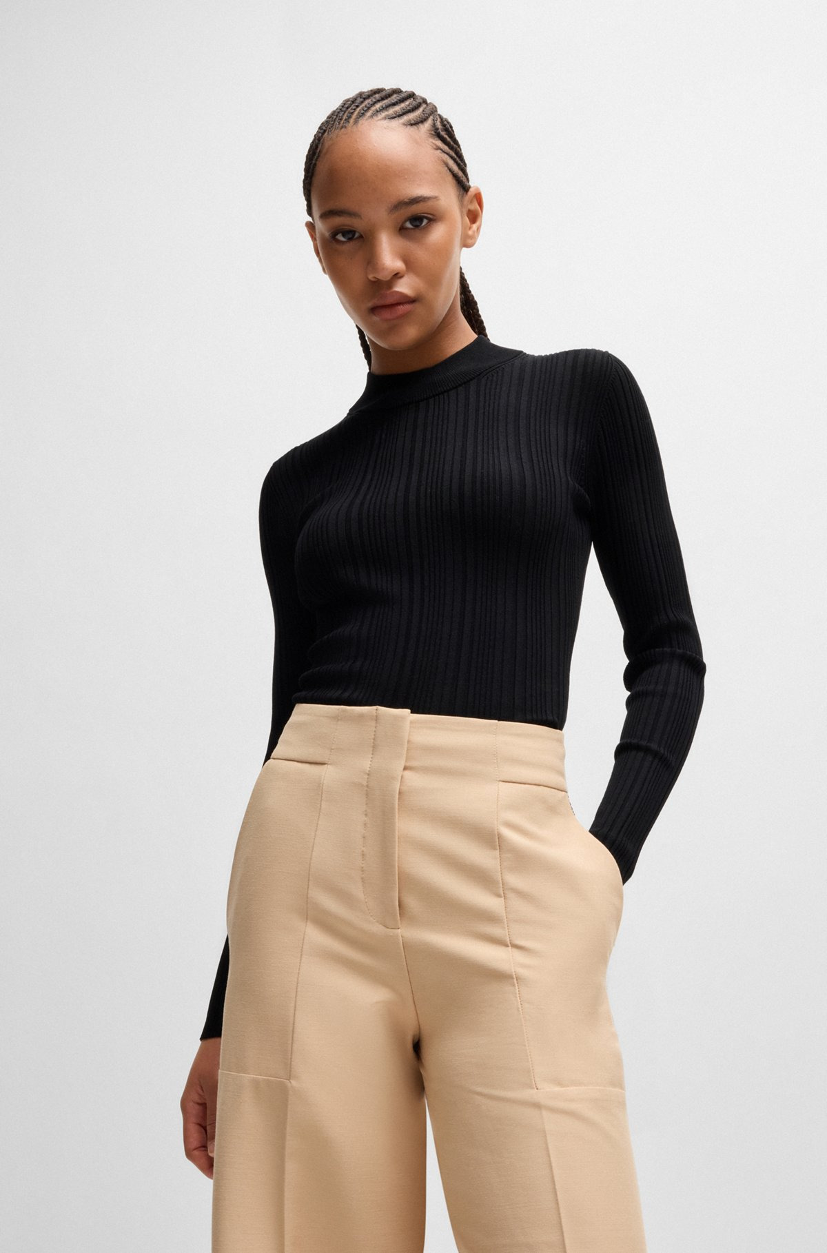 SLIM-FIT SWEATER WITH IRREGULAR RIBBED STRUCTURE - 2