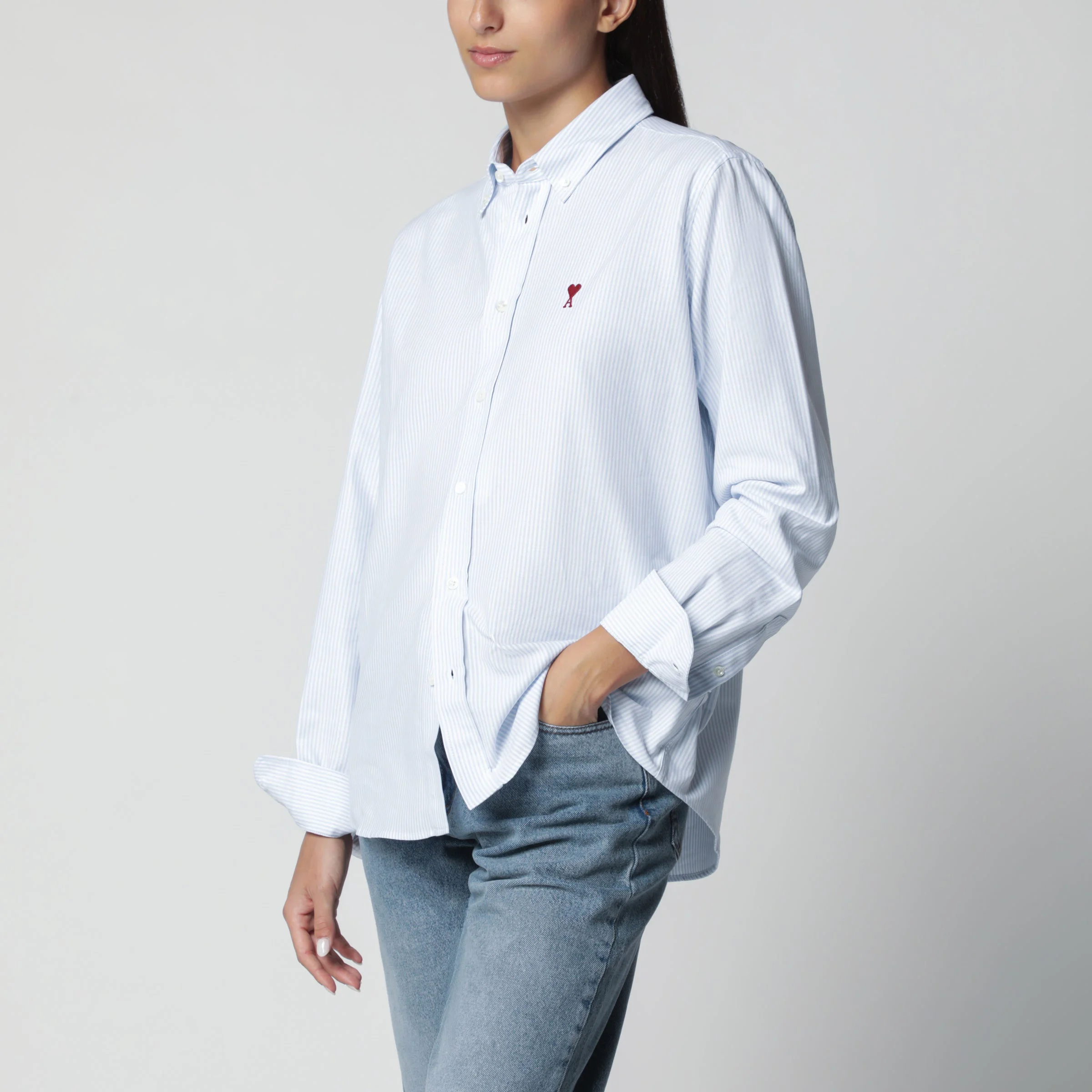 Light blue and white striped Ami de Coeur shirt - 1