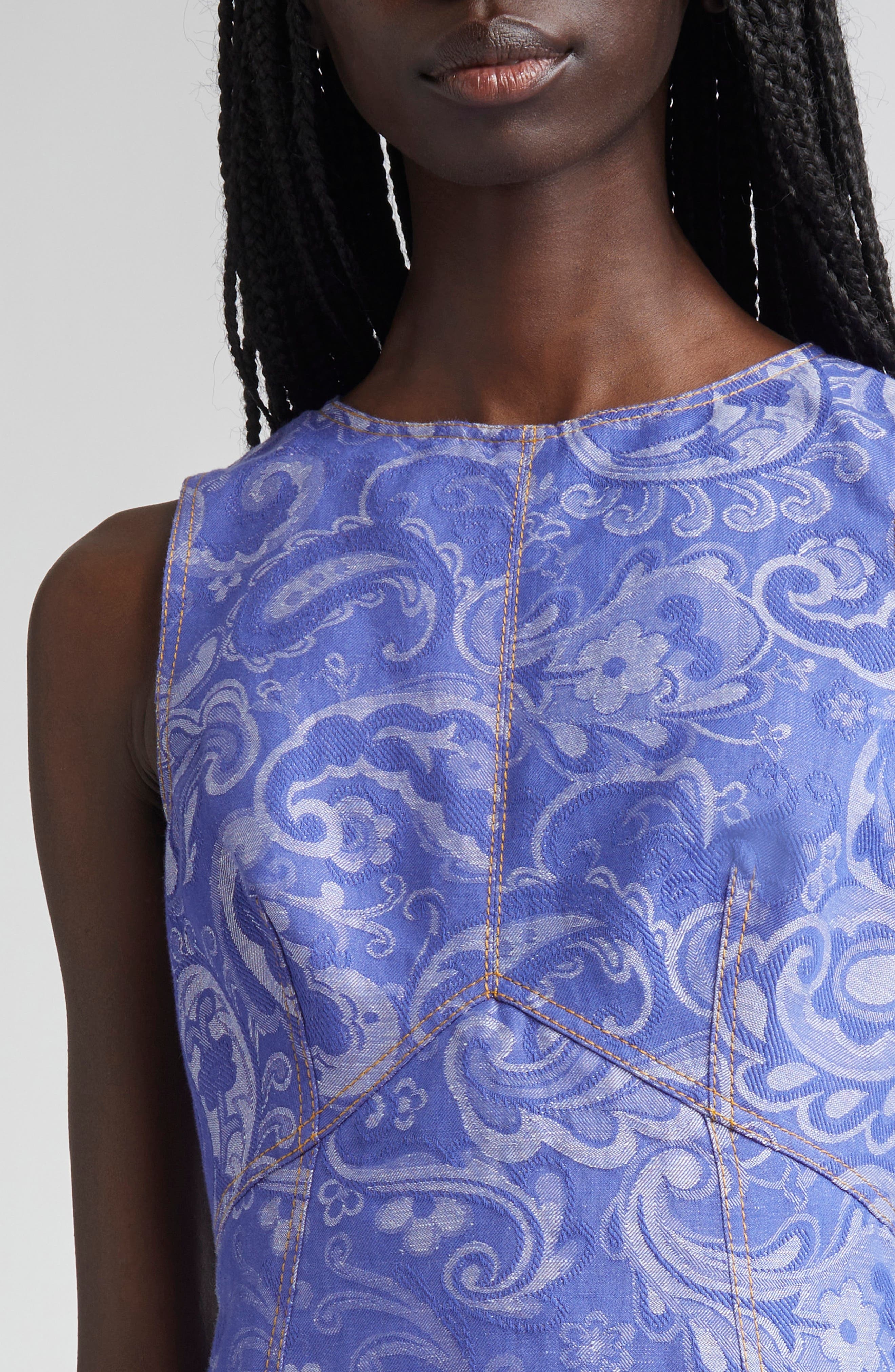 Etro Paisley Denim Sheath Dress in Multicolour On Pale Blue Base at Nordstrom - 5