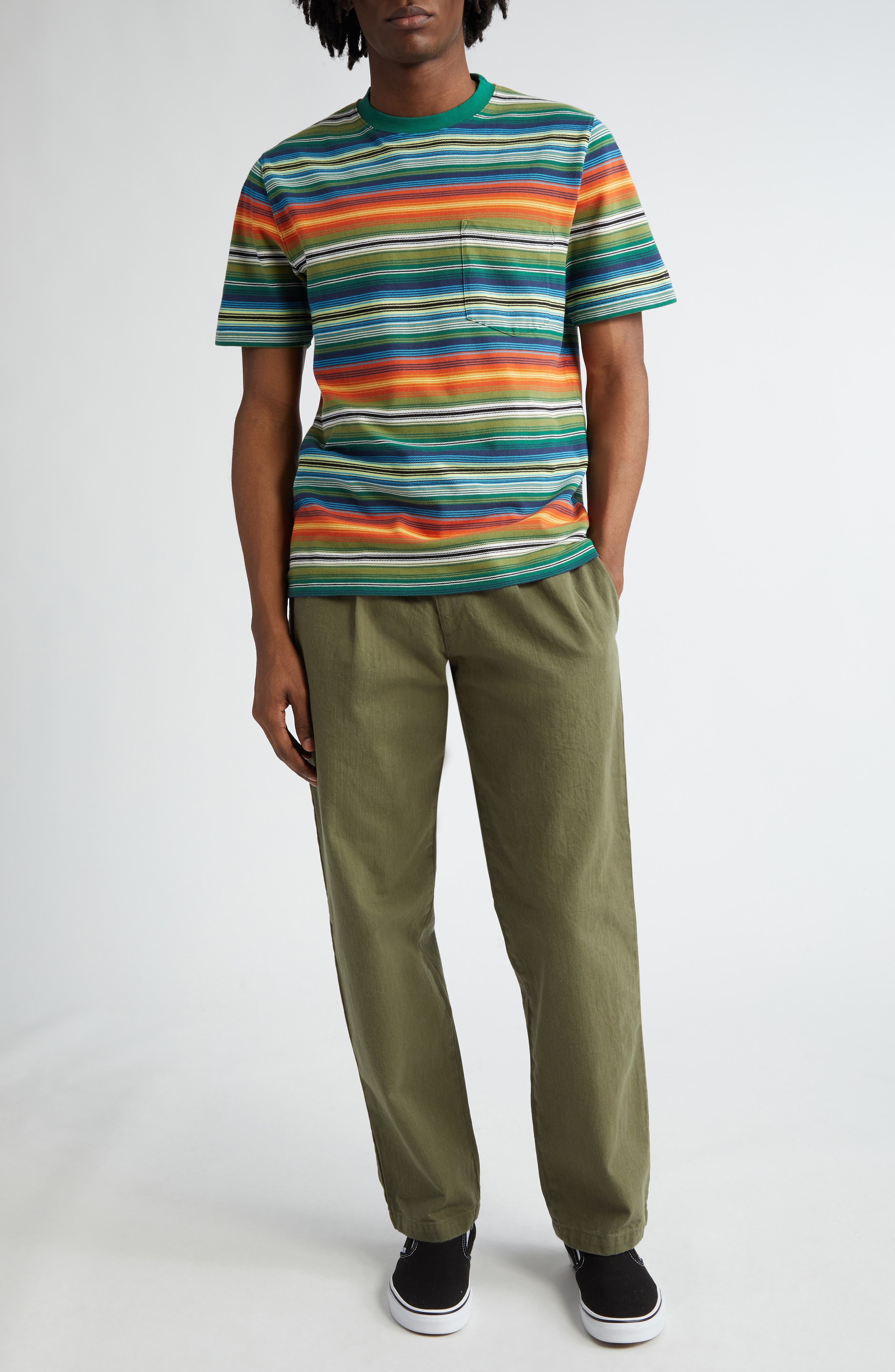 Double Pleat Cotton Herringbone Pants - 2