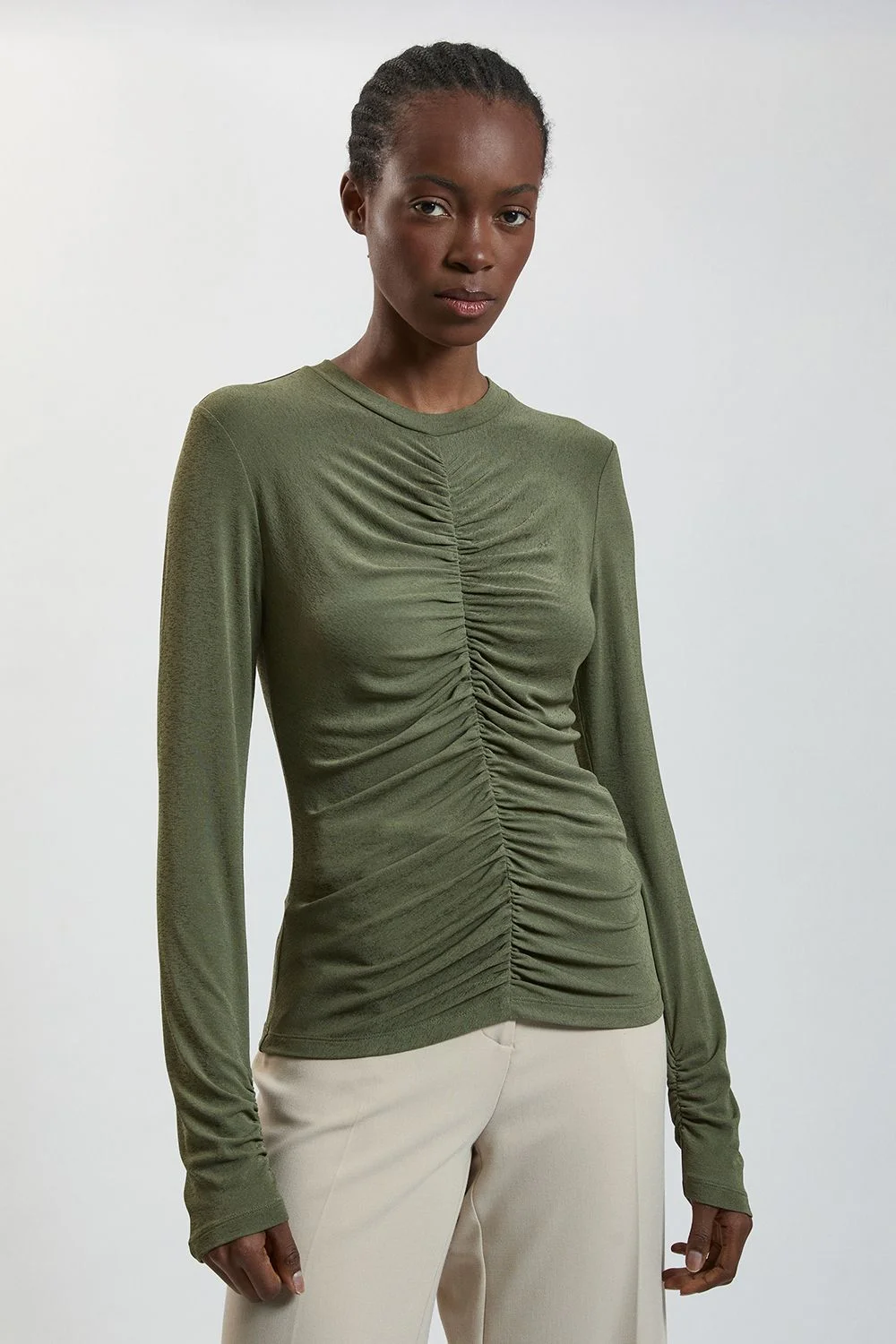 Crepe Jersey Ruche Front Top - 1