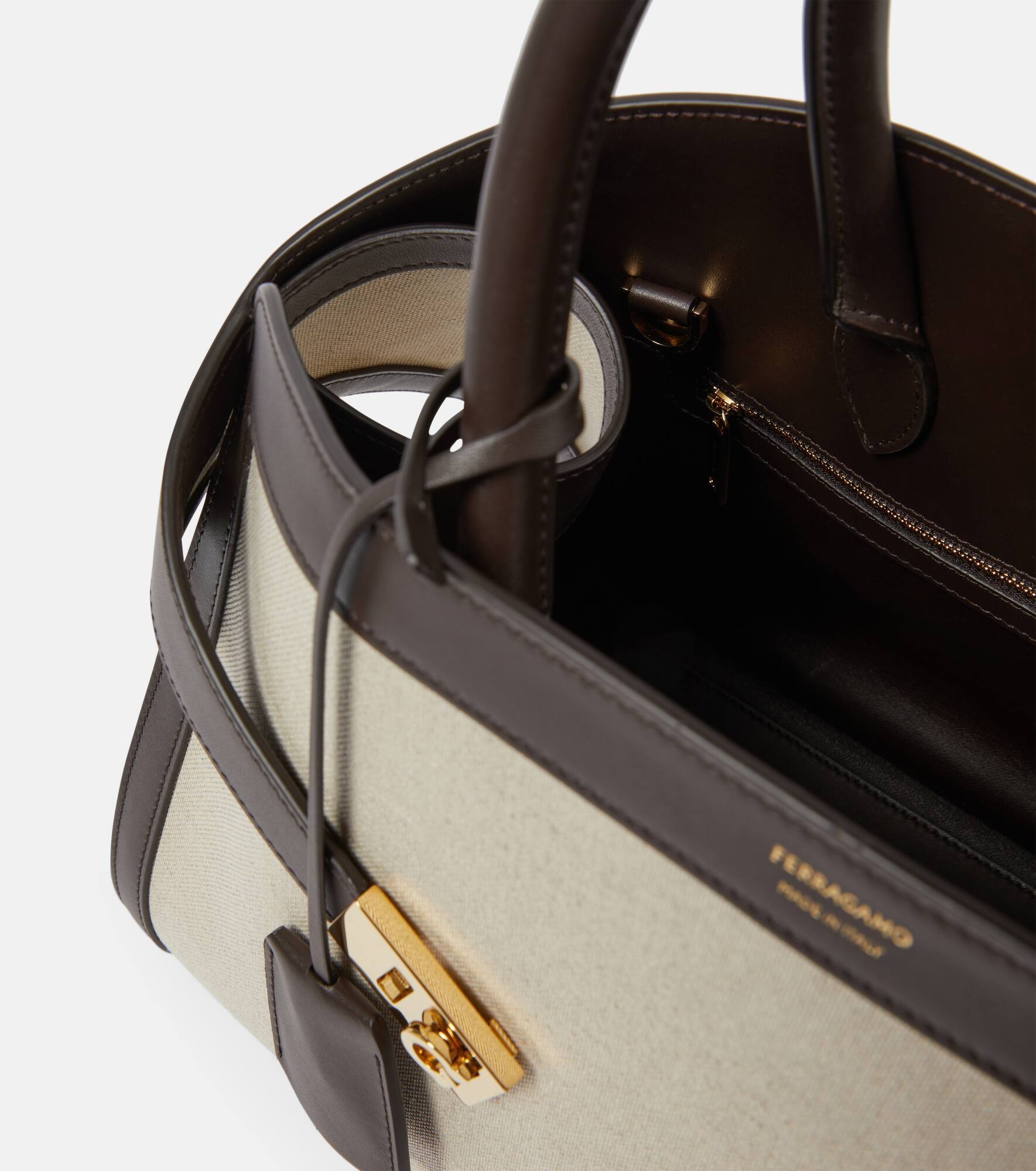 Hug Medium canvas and leather tote bag - 3