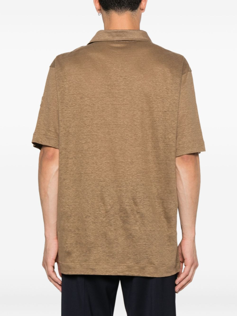 patch-pocket linen polo shirt - 3