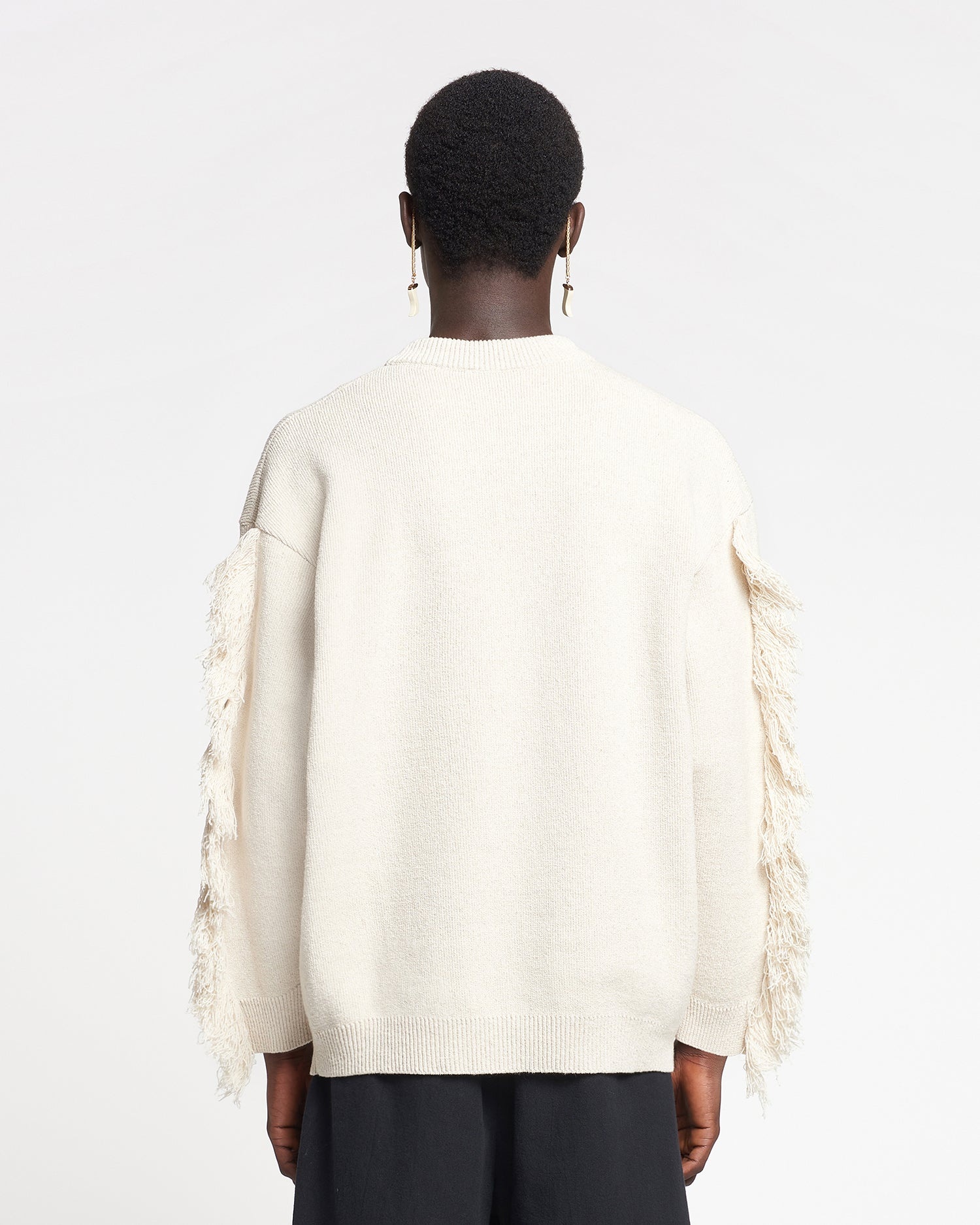 Fringed Textured-Linen Sweatshirt - 2