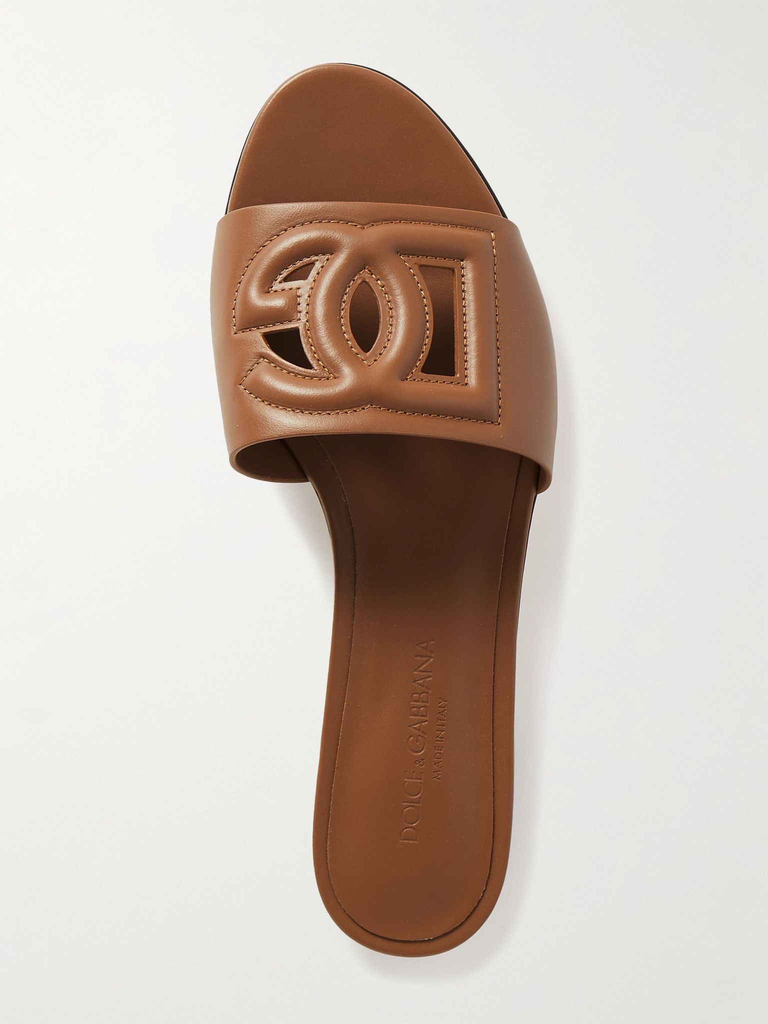 Bianca cutout leather slides Tan - 3