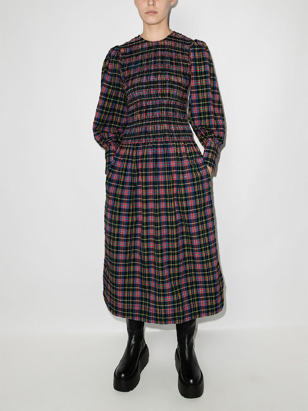 seersucker smocked midi dress - 2