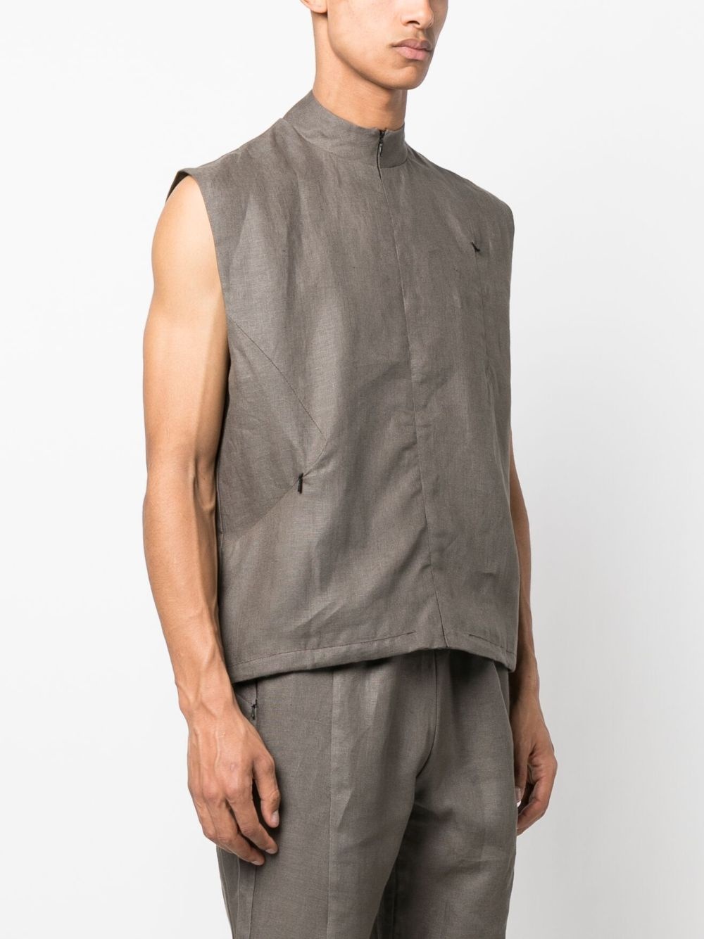 band-collar zip-up gilet - 3