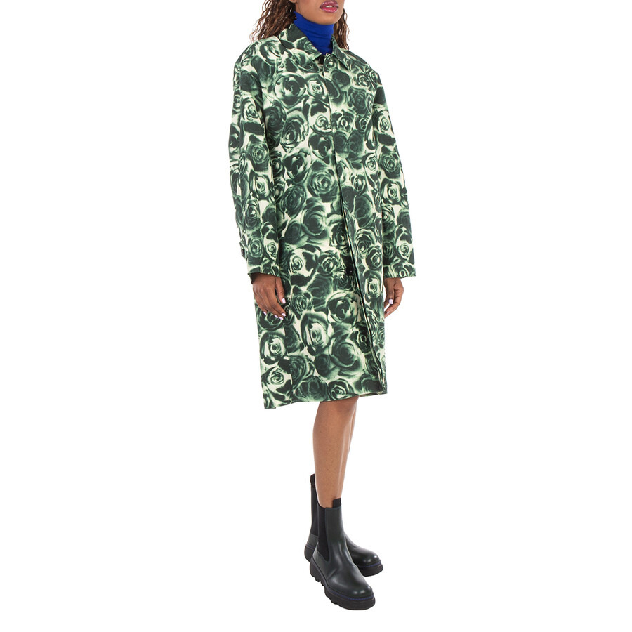 Burberry Long All Over Rose Print Raincoat - 6