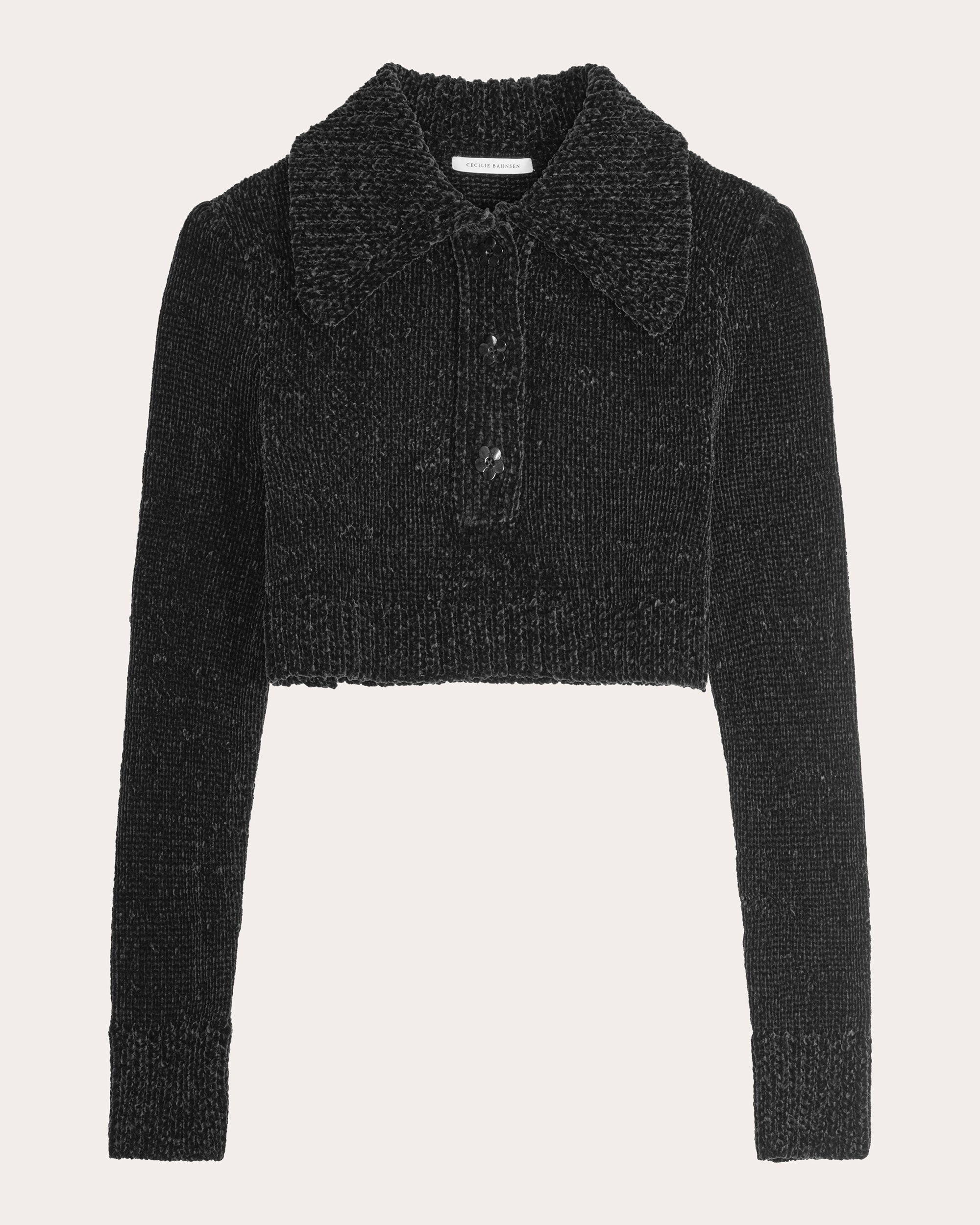 Calla Floral Velvet Collared Pullover - 1