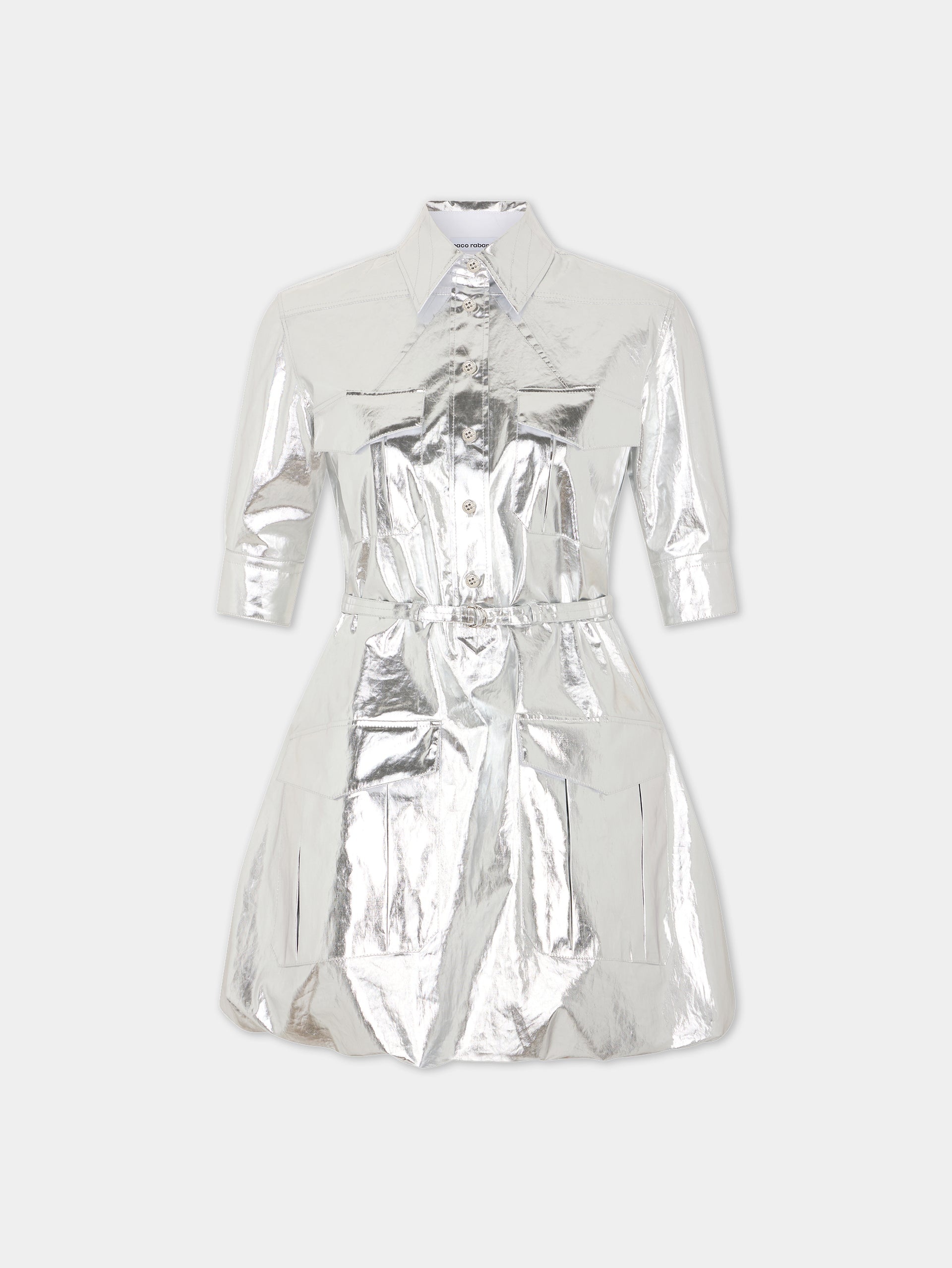 MINI METALLIC DRESS WITH POCKETS - 1