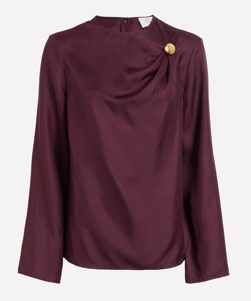 Azae Draped Silk-Twill Top 1