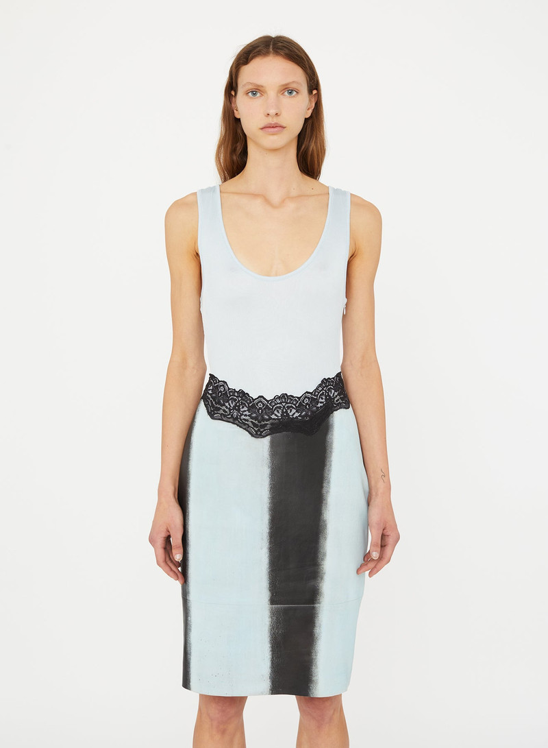 Ribbed Scuffed Leather Tank Dress 3