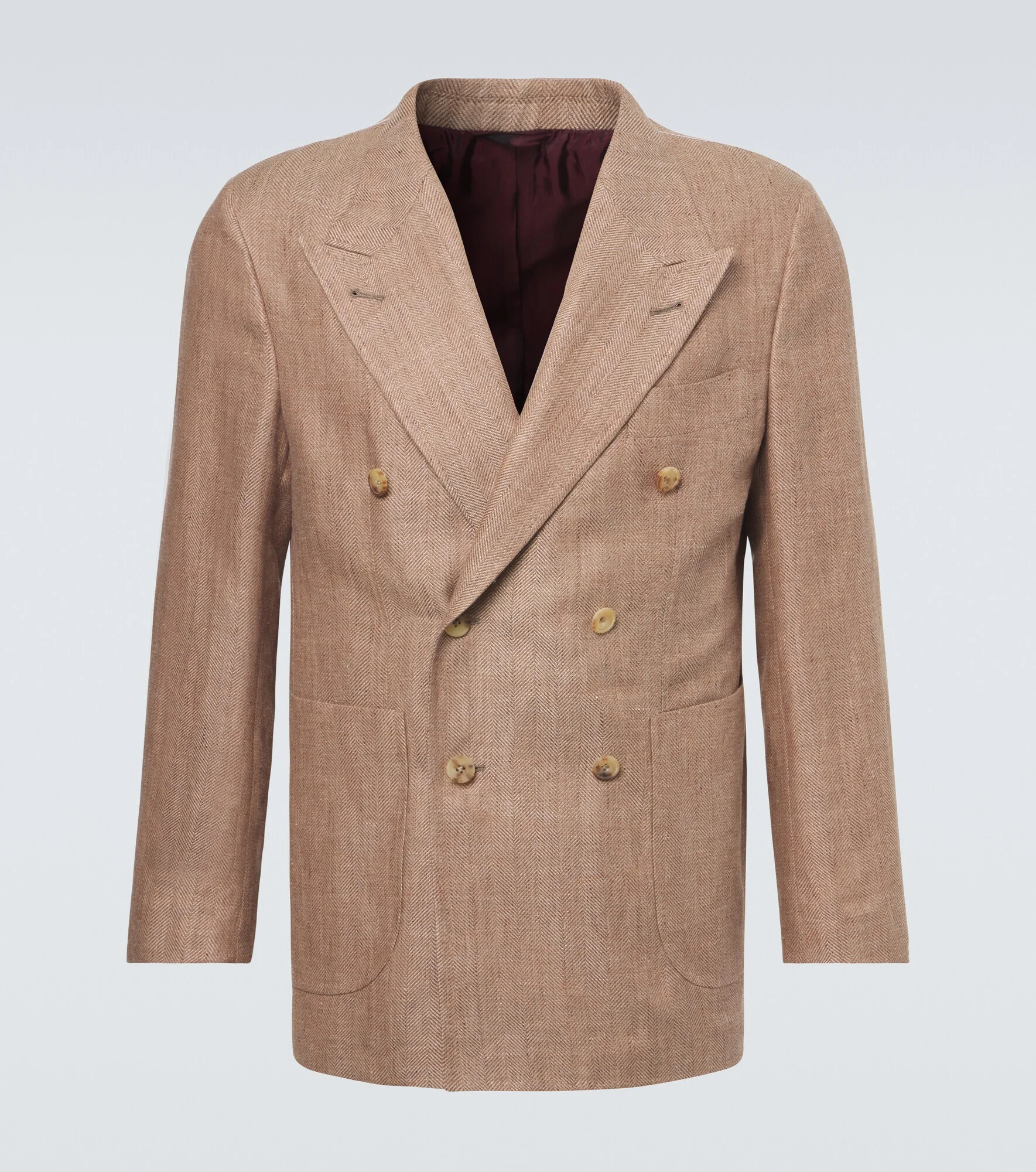 Herringbone linen and wool blazer - 1