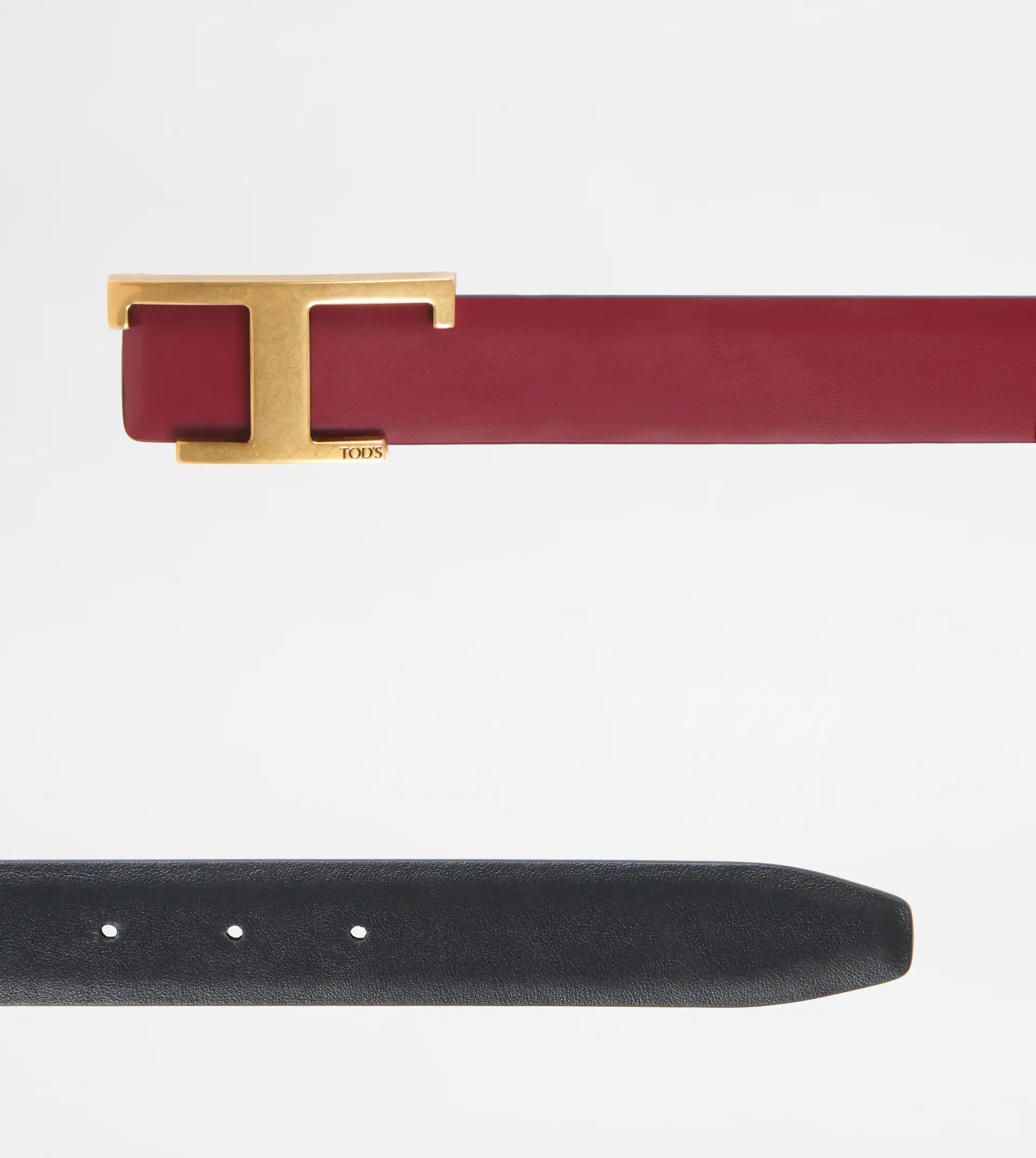 REVERSIBLE BELT IN LEATHER - BURGUNDY - 2