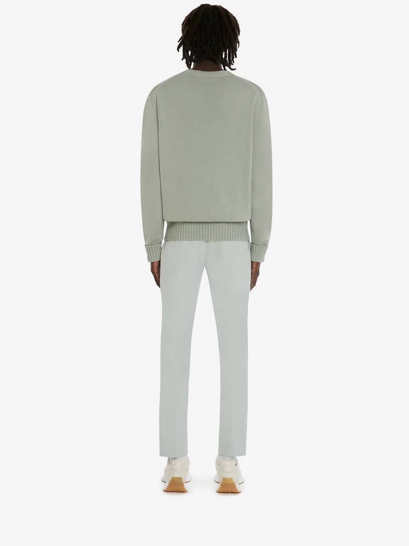 Men's McQueen Graffiti Crew Neck Jumper in Mint - 4