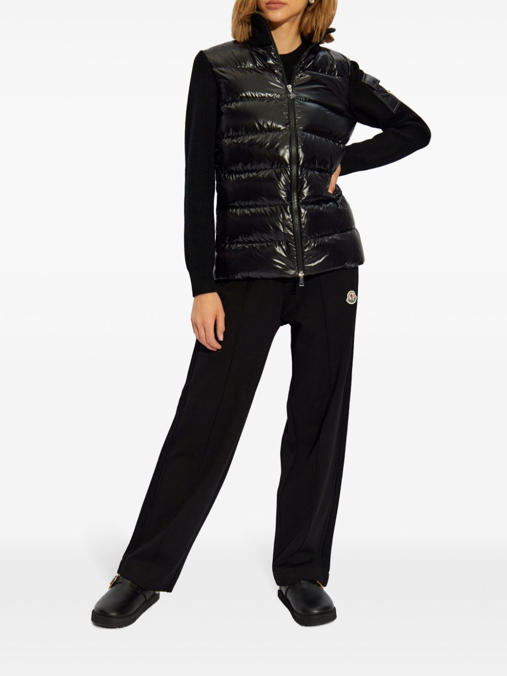 logo-patch virgin wool track pants - 2