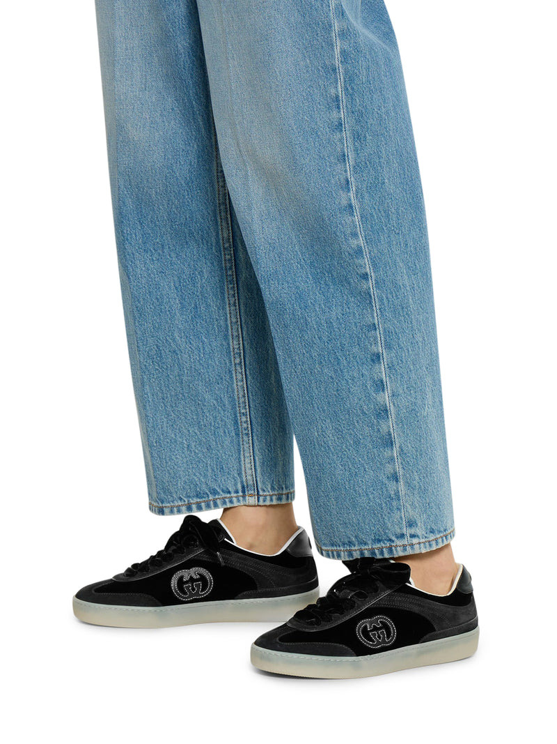 Gucci Women Black Velvet Sneakers - 2