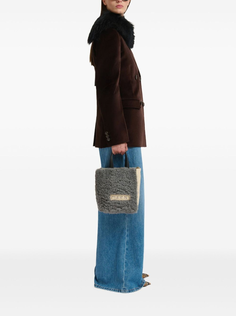 Marni shearling grained leather tote bag outlook