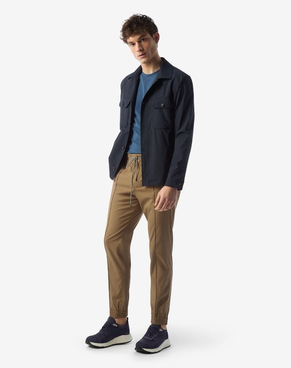 Beige technical wool fabric joggers - 2