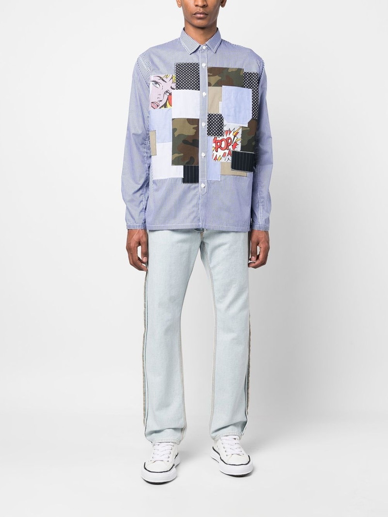Junya Watanabe MAN graphic-patch checked shirt outlook