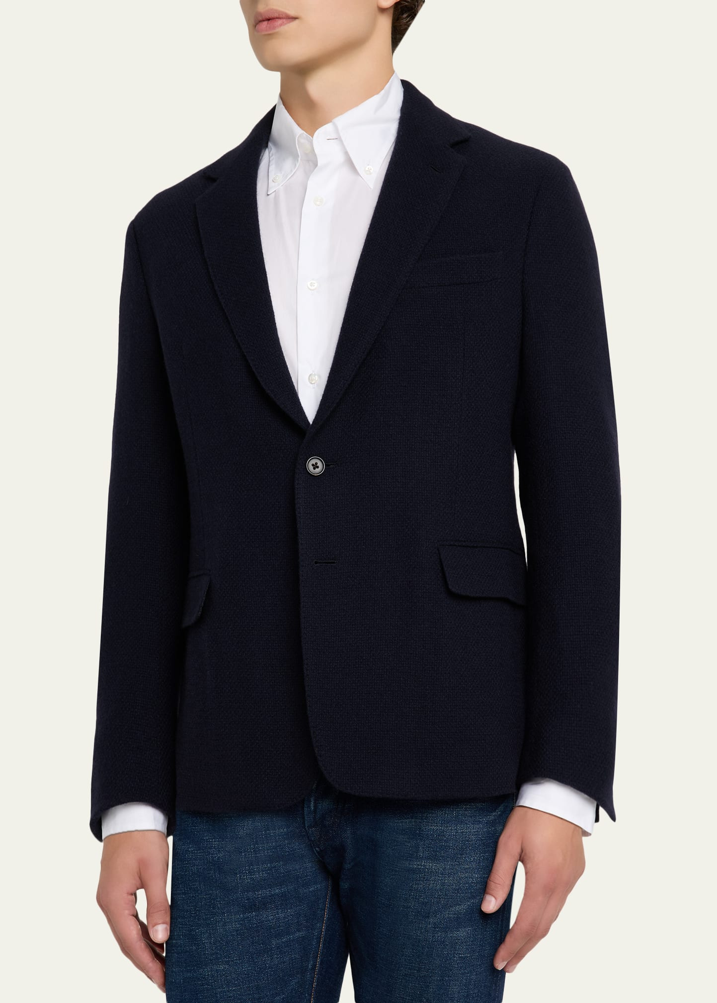 Men's Textured Wool Notch Lapel Sport Coat - 4