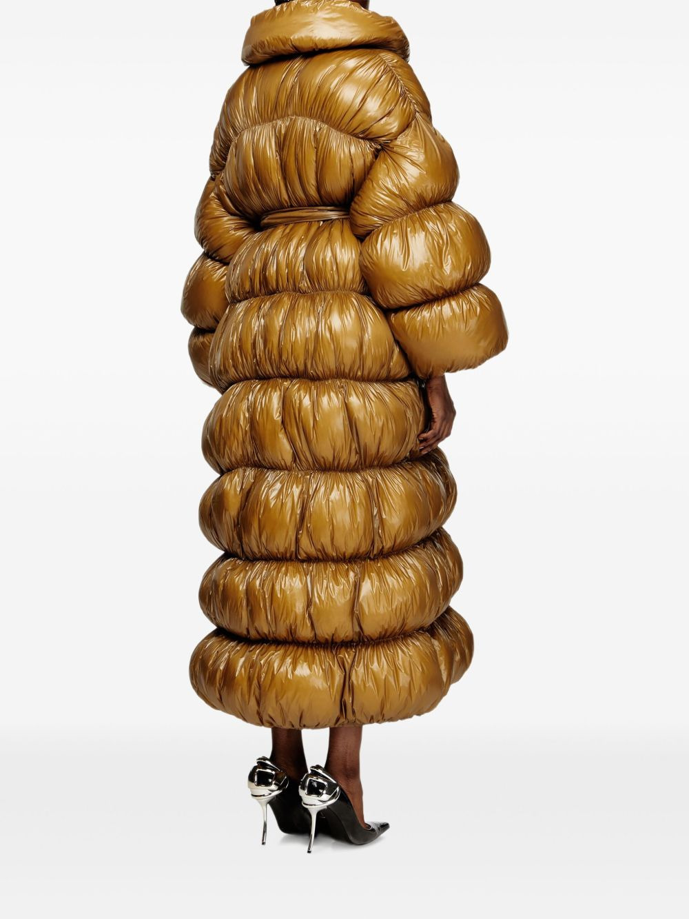 quilted belted long coat - 4