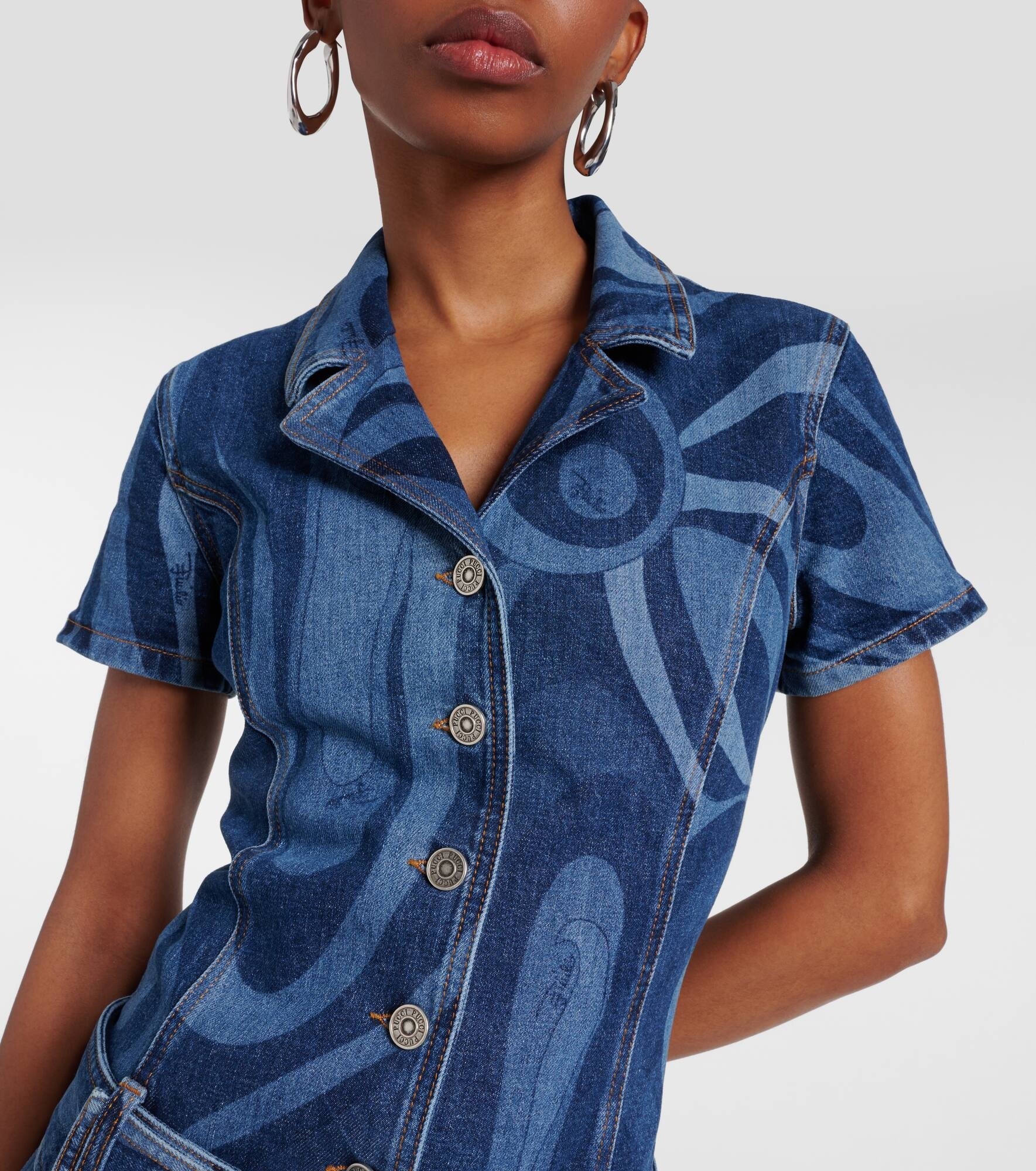 Marmo-printed denim jumpsuit - 4