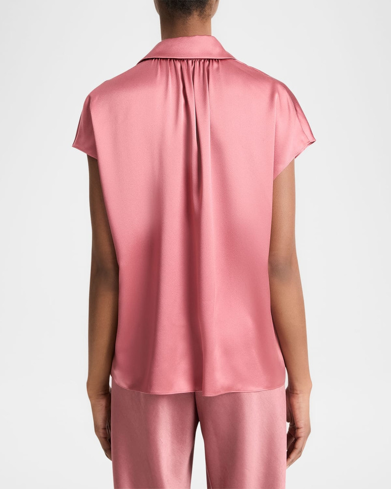 Vince Cap-Sleeve Ruched-Back Silk Blouse outlook