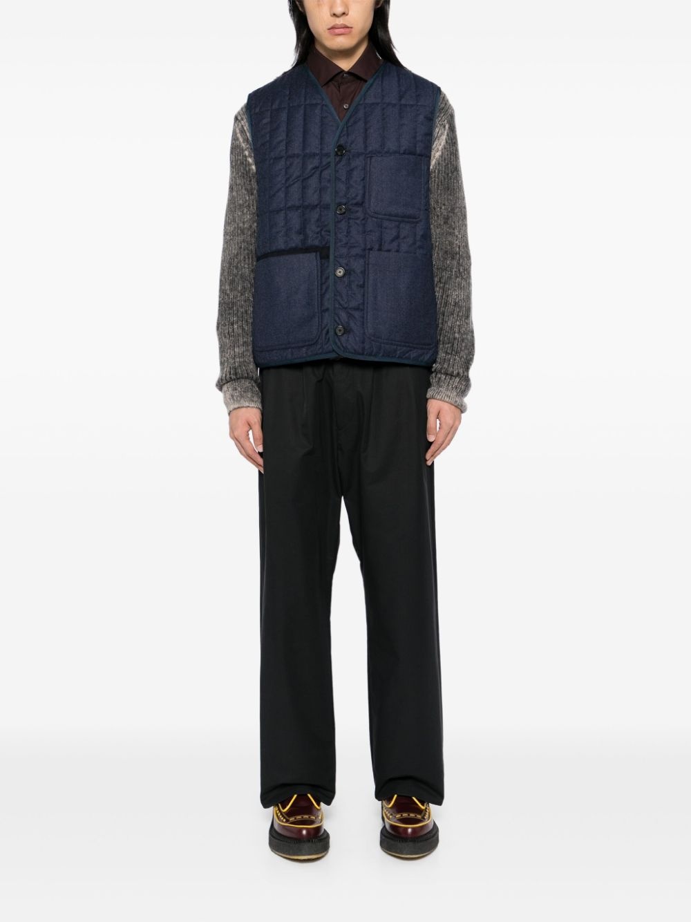flannel quilted gilet - 2