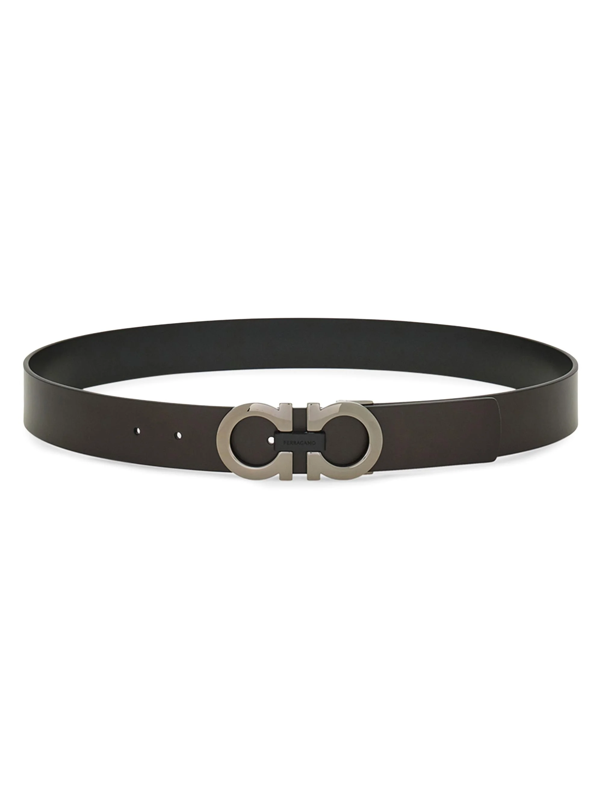 Men's Gancini Reversible Leather Belt - Brown Black - 1