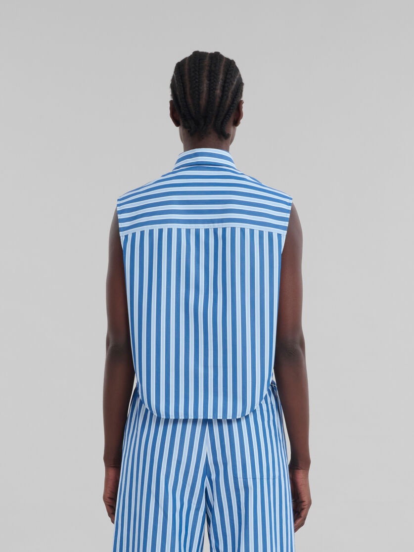 BLUE AND WHITE STRIPED ORGANIC POPLIN SLEEVELESS SHIRT - 3