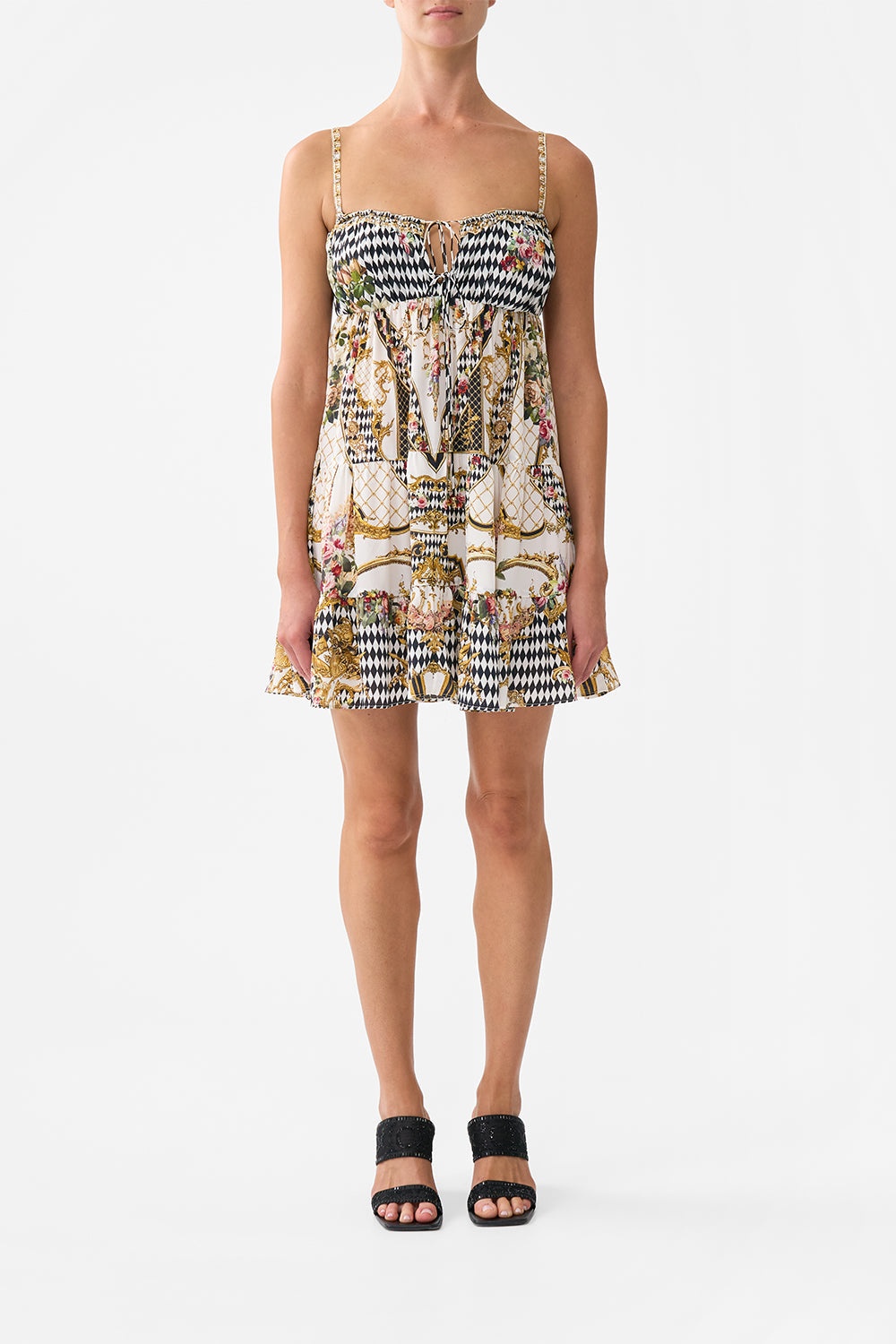 GATHERED BUST TIERED MINI DRESS - 2