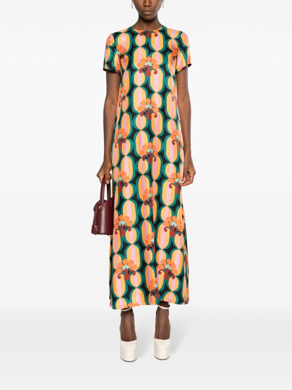 graphic-print silk dress - 2