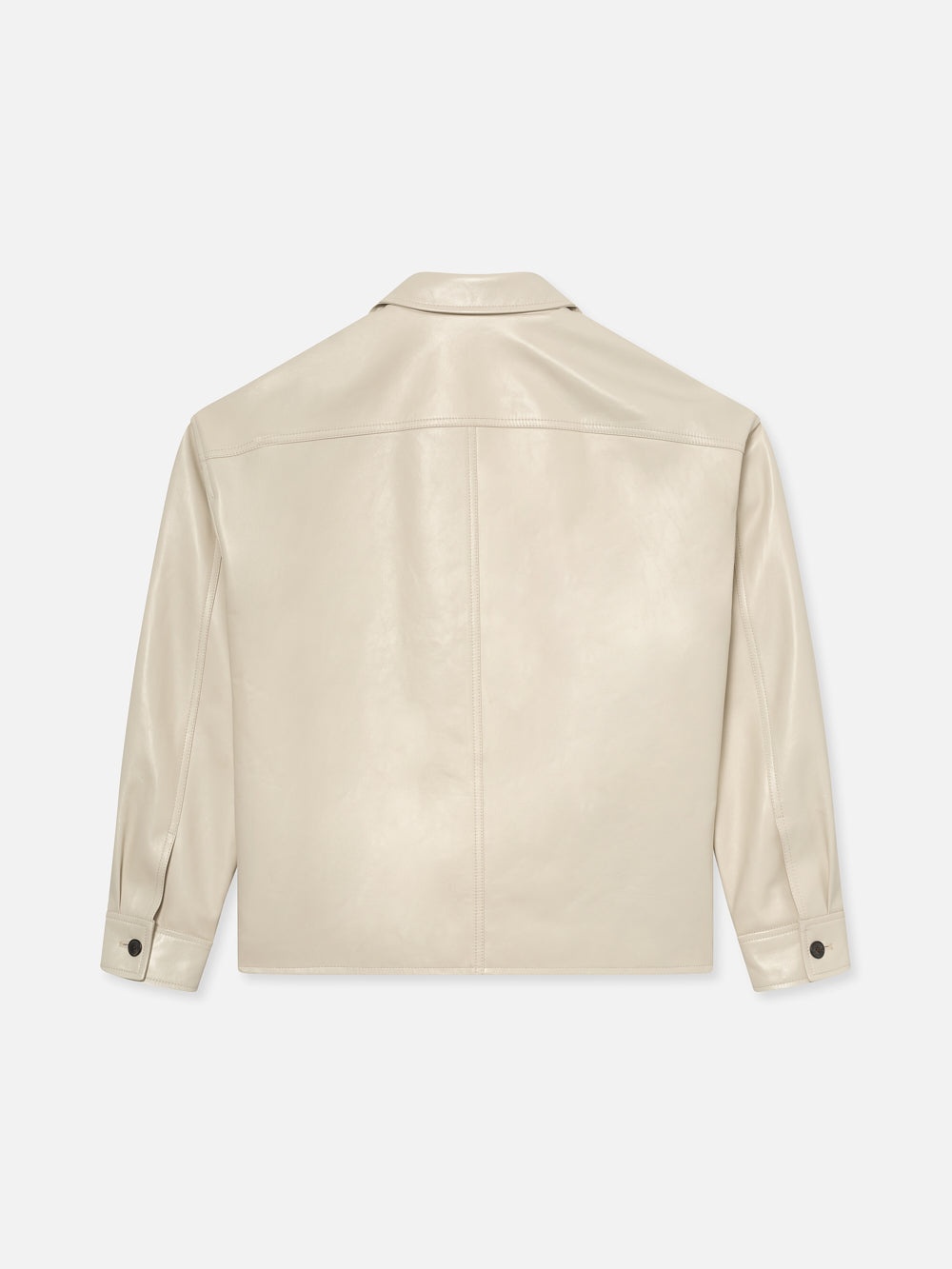 Leather Trucker Jacket in White Canvas - 3