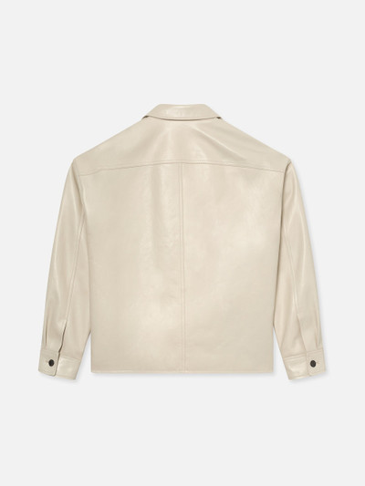 FRAME Leather Trucker Jacket in White Canvas outlook