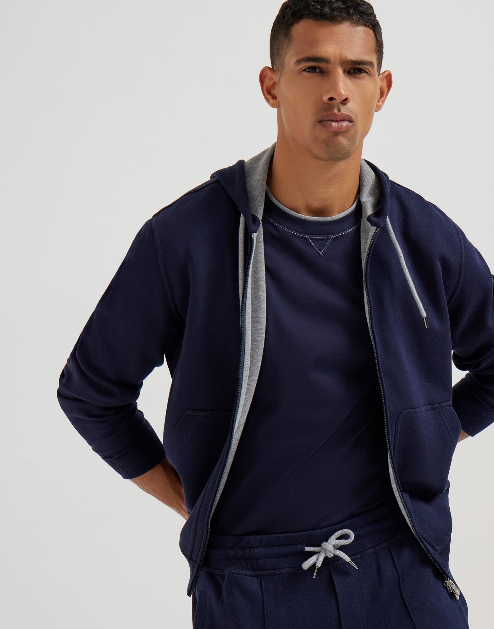 Cotton jersey crew neck T-shirt with logo and faux-layering - 4
