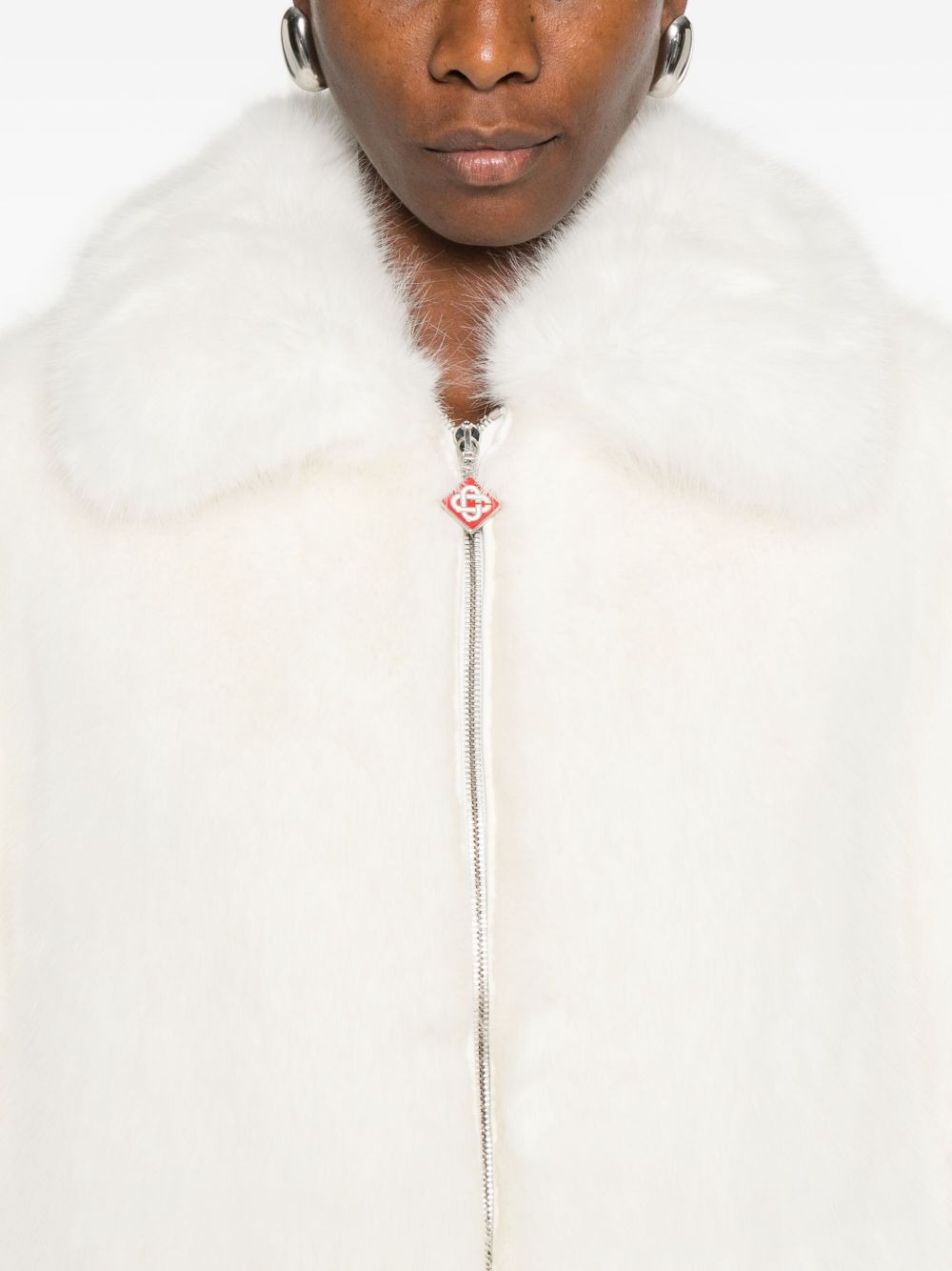 zip-up faux-fur jacket - 5