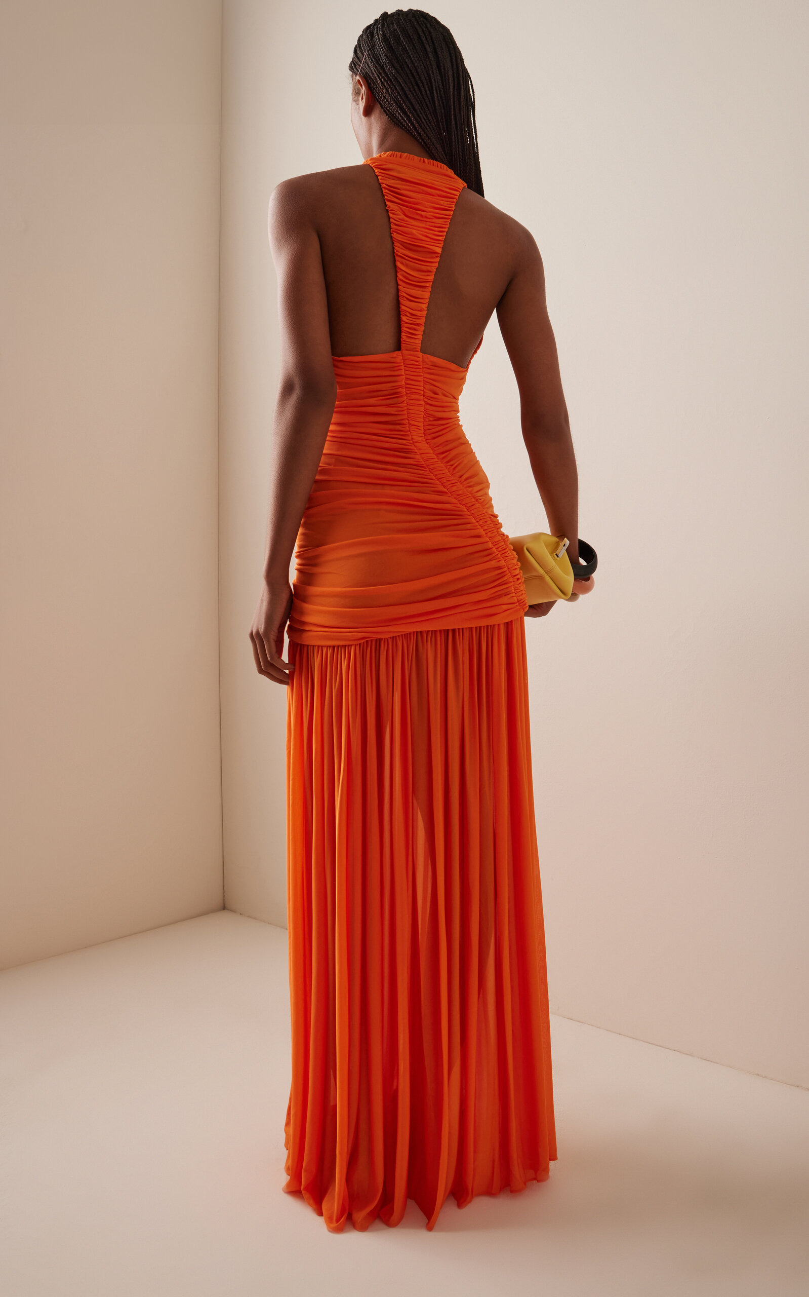 Exclusive Orion Ruched Jersey Gown orange - 4