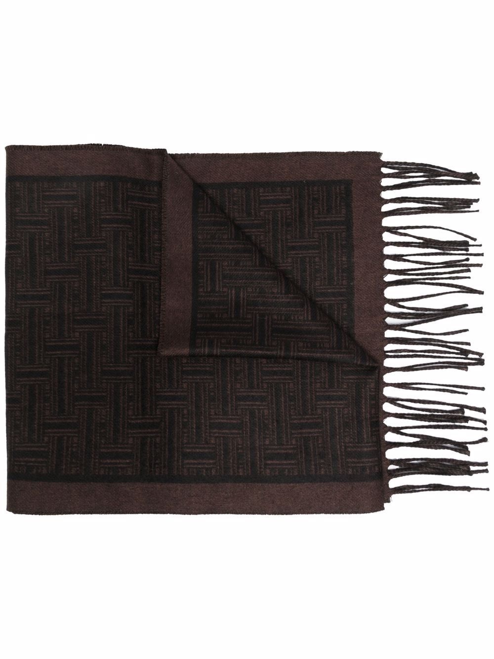 geometric-print fringe scarf - 1