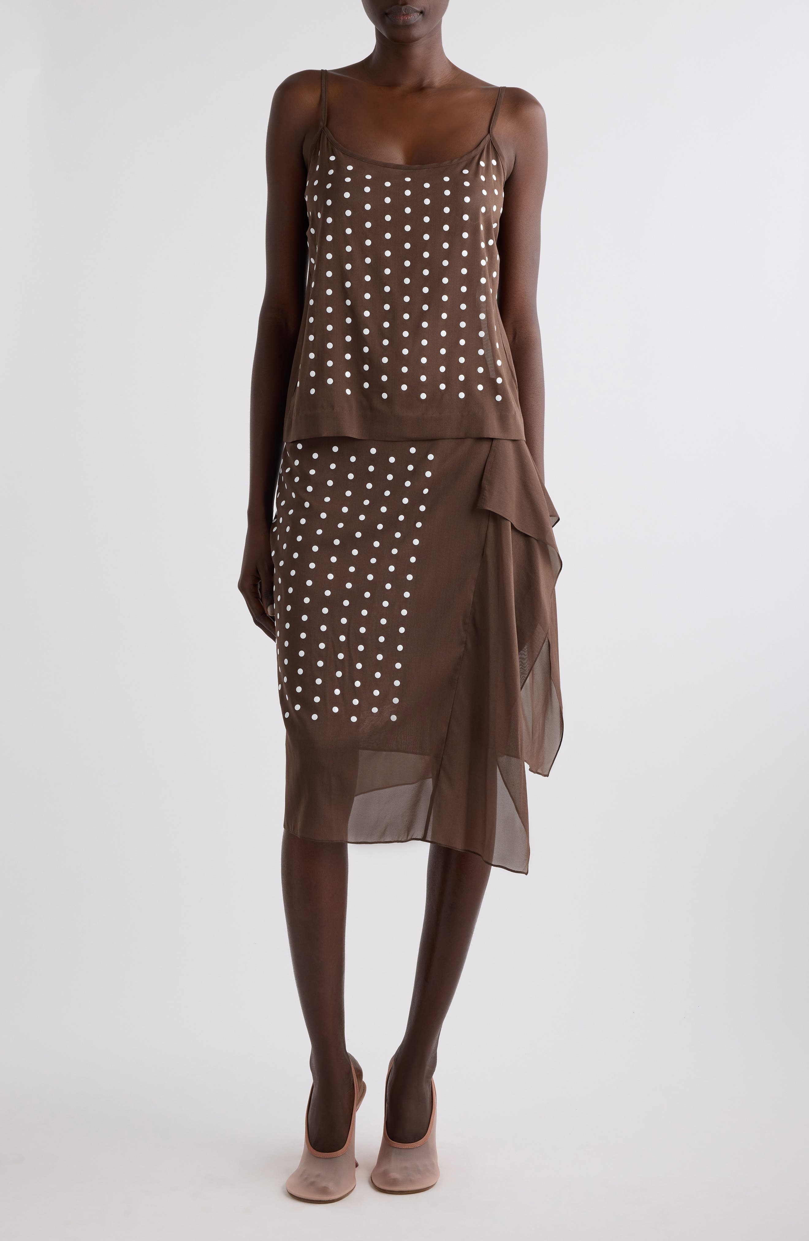 Dries Van Noten Calipso Polka Dot Stretch Silk Camisole in Brown at Nordstrom - 2