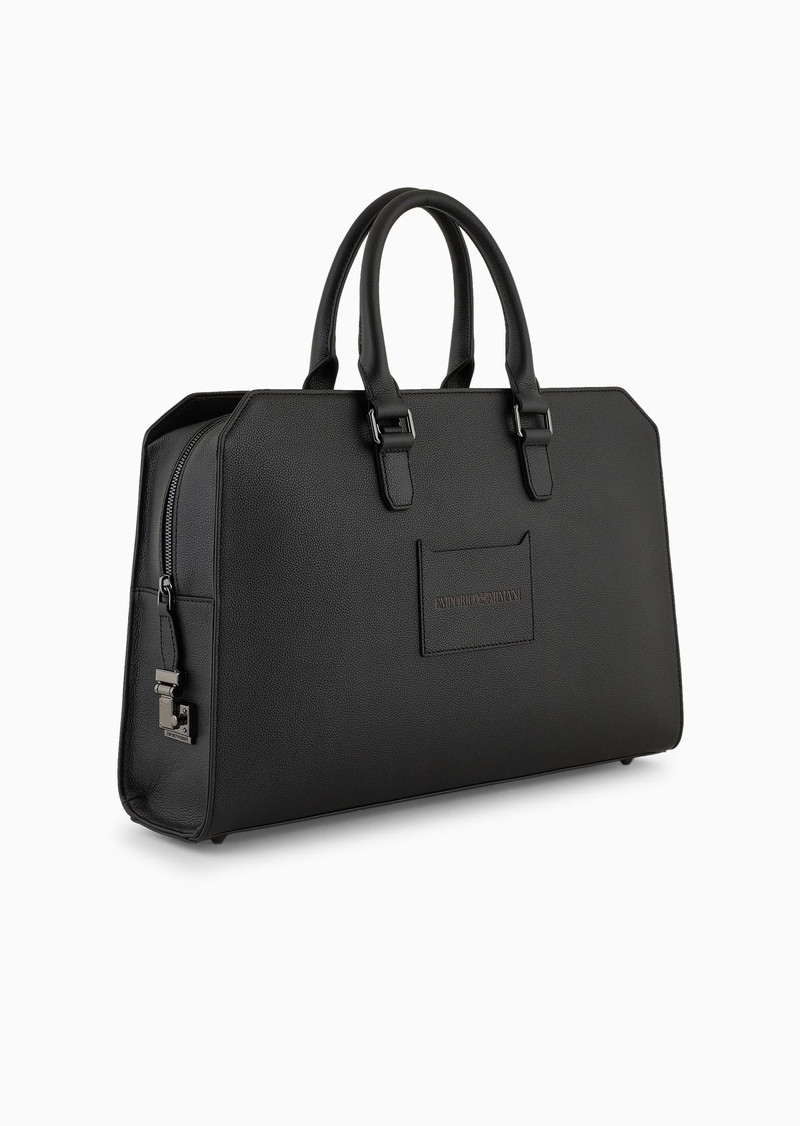 EMPORIO ARMANI Business bag in tumbled leather outlook